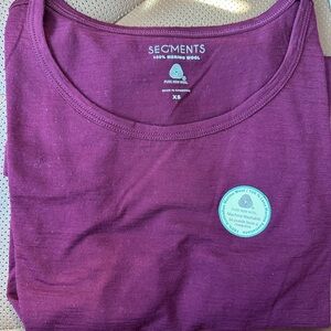 NEW 100% Merino Wool L/S Top {XS} Dark Red Segments Seg’Ments NWT